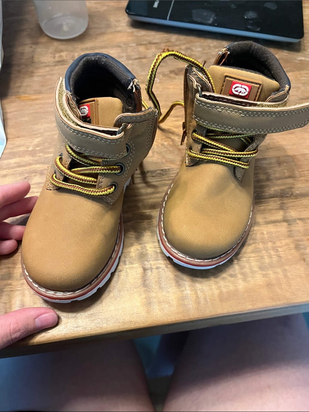 Ecko Unlimited Kids Brown Lace-Up Ankle Boots with Hook-and-Loop Strap